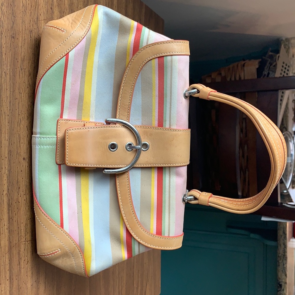 Authentic Coach multicolored striped handbag